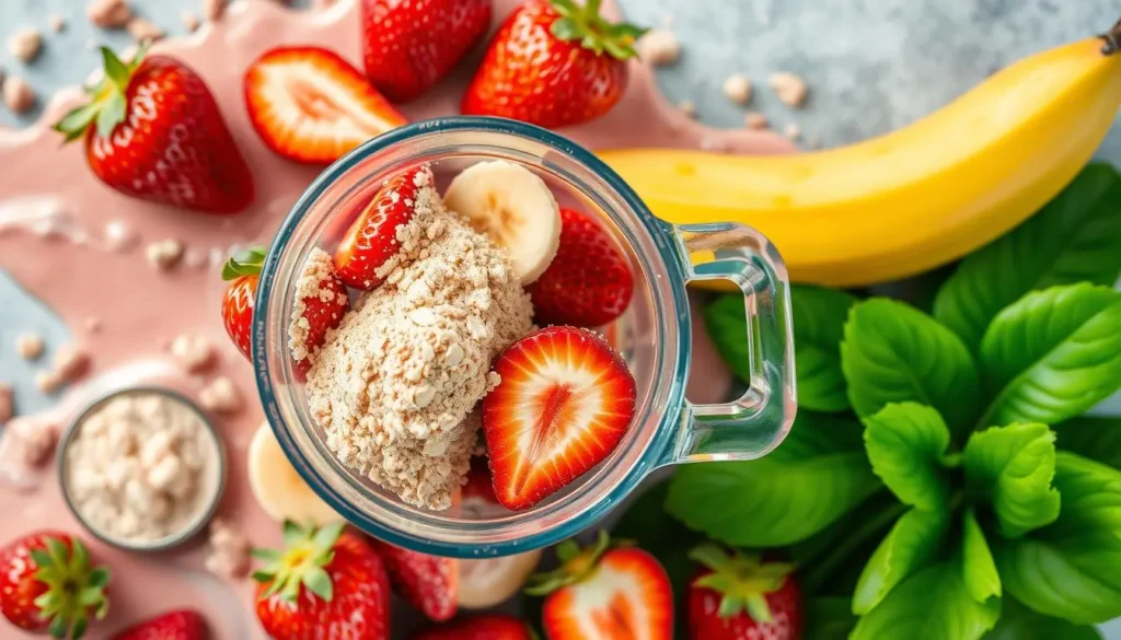 banana strawberry smoothie protein
